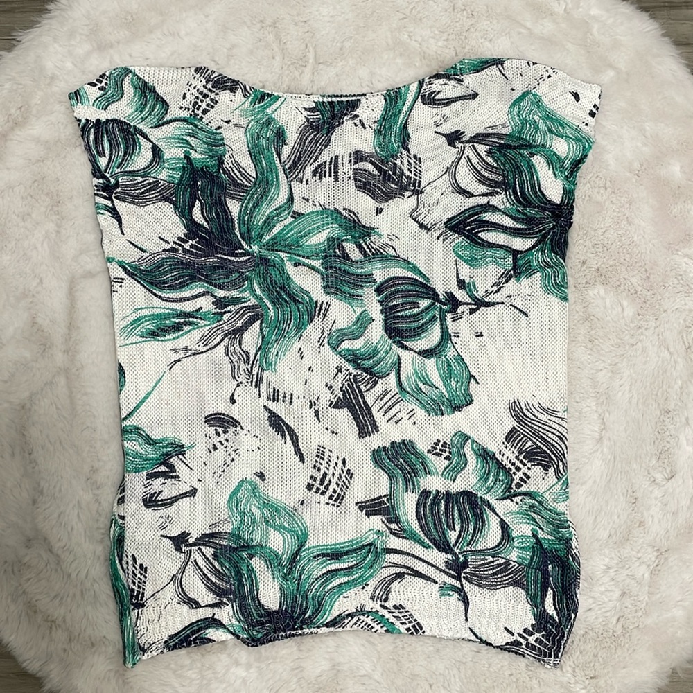 Luisa Ricci Made In Italy Sleeveless boat neck  Top Tropical Floral